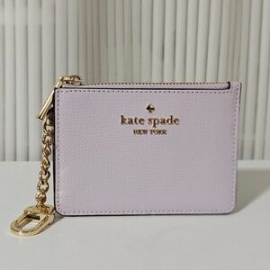 New Kate Spade Key Ring Leather Card Case /Holder Light Frozen Lilac KN869 $129